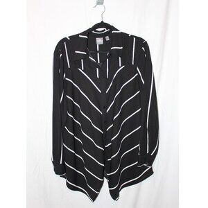 New York & Co. Soho Jeans Black & White Striped Button Down Blouse
